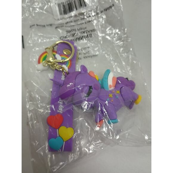 Michati Purple Unicorn Keychain PVC Cartoon Kid's Bag Charm New - Picture 2 of 4